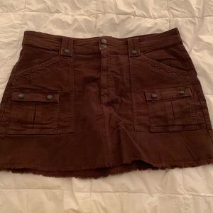 Burgundy corduroy utility mini skirt